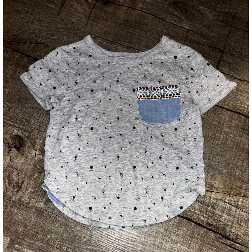 Cat & Jack Toddler Boys Gray Geometric Print‎ Pocket T-Shirt 18M